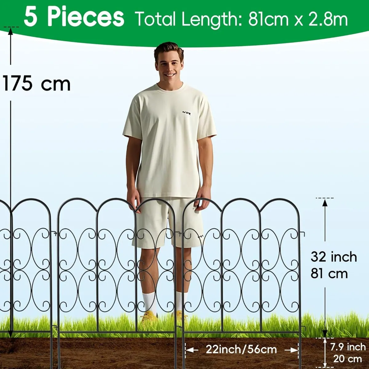 Garden Fence 5 Panels (2.8m Total Length) 81cm H - Image 2