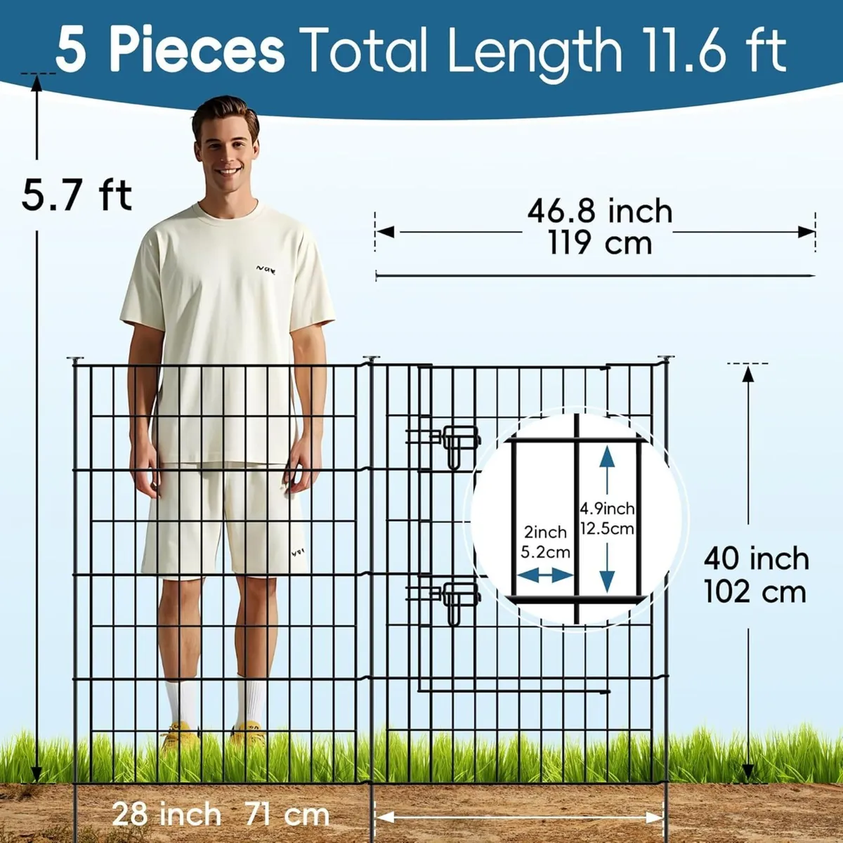 Garden Fence 101cm High x 71cm Wide (4 Panels + 1 - Image 3