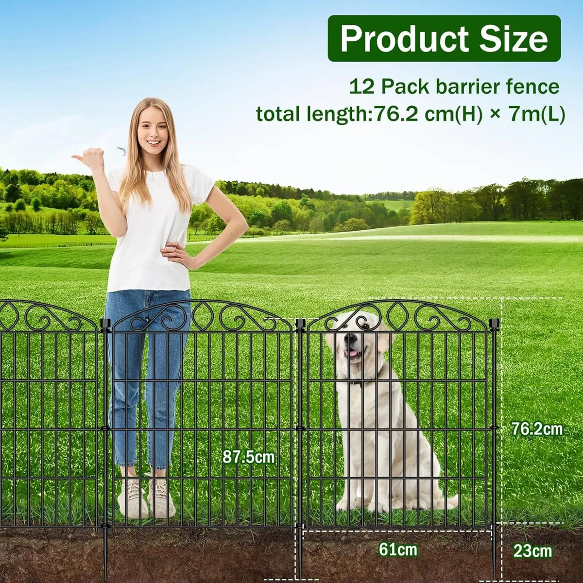 Garden Fence 12 Panel - 76.2cm H x 7 m L No Dig - Image 2