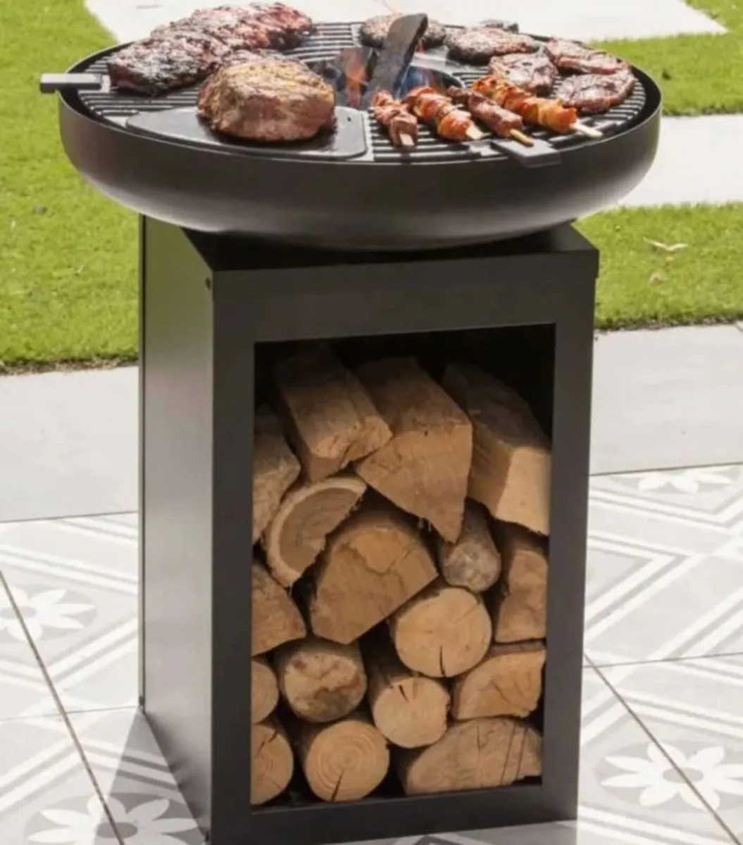 BBQ Grill, Firepit Wood storage - Solid steel - Image 1