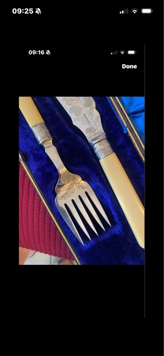 Antique Bone Handle Fish Serving Set - Image 3