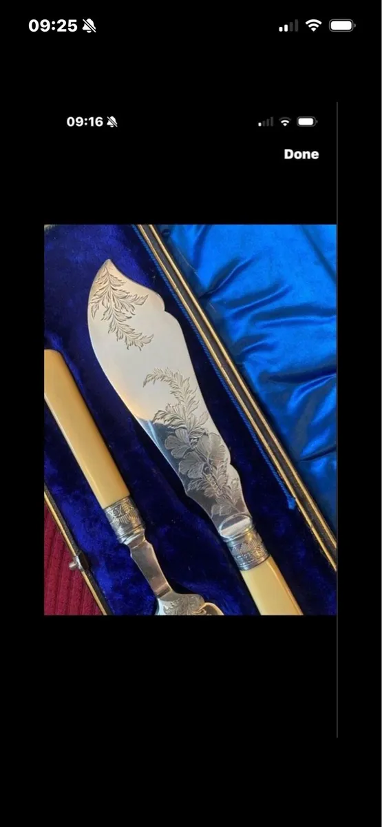 Antique Bone Handle Fish Serving Set - Image 2