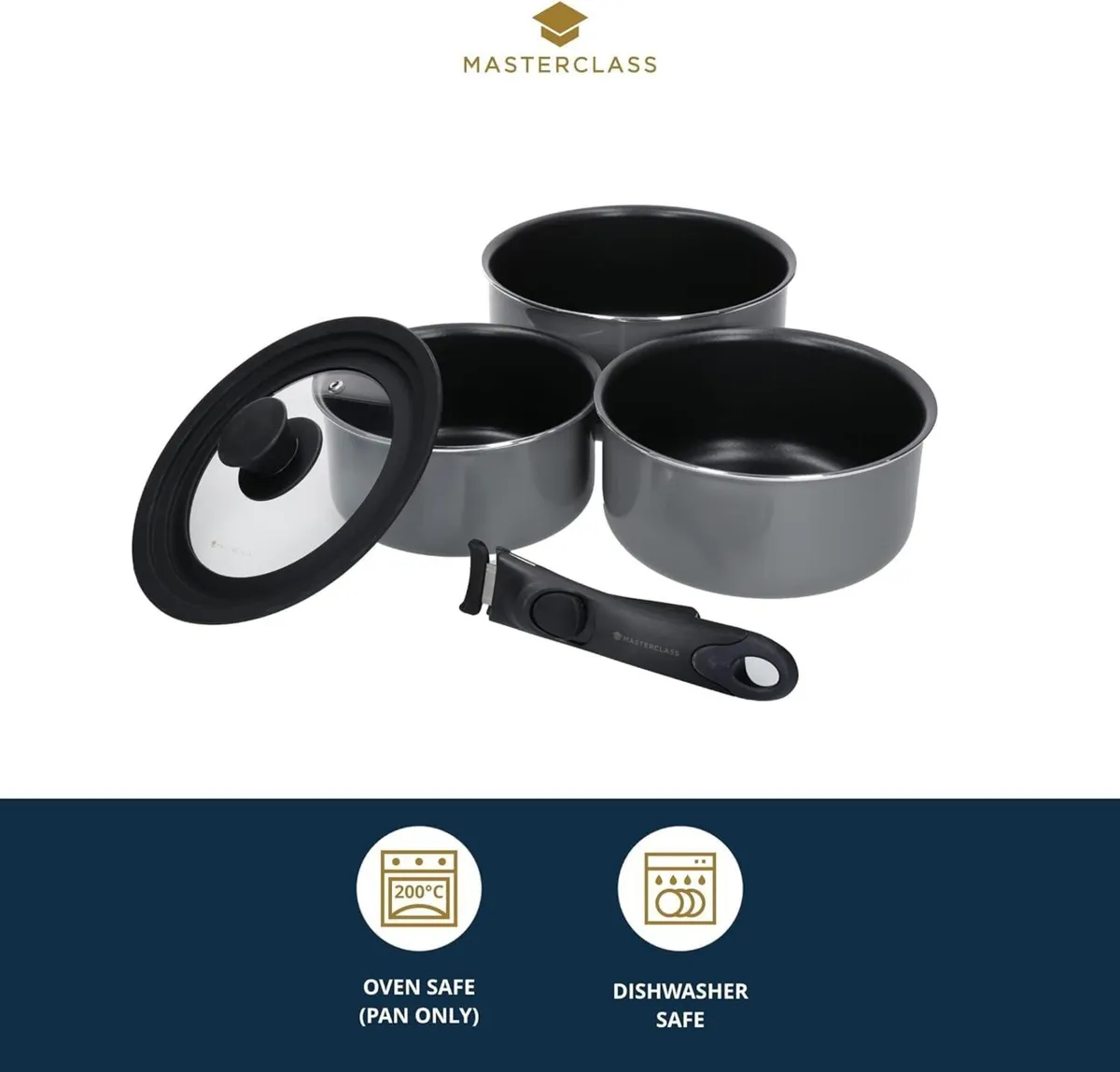 Smart Space 3 Piece Non-Stick Induction Saucepan - Image 4