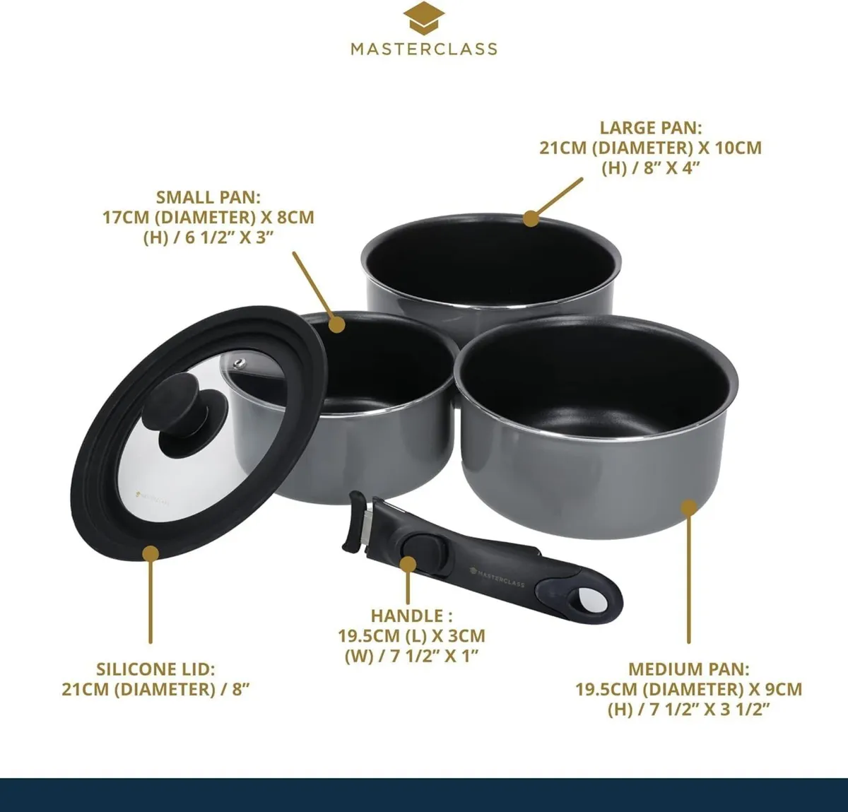 Smart Space 3 Piece Non-Stick Induction Saucepan - Image 3