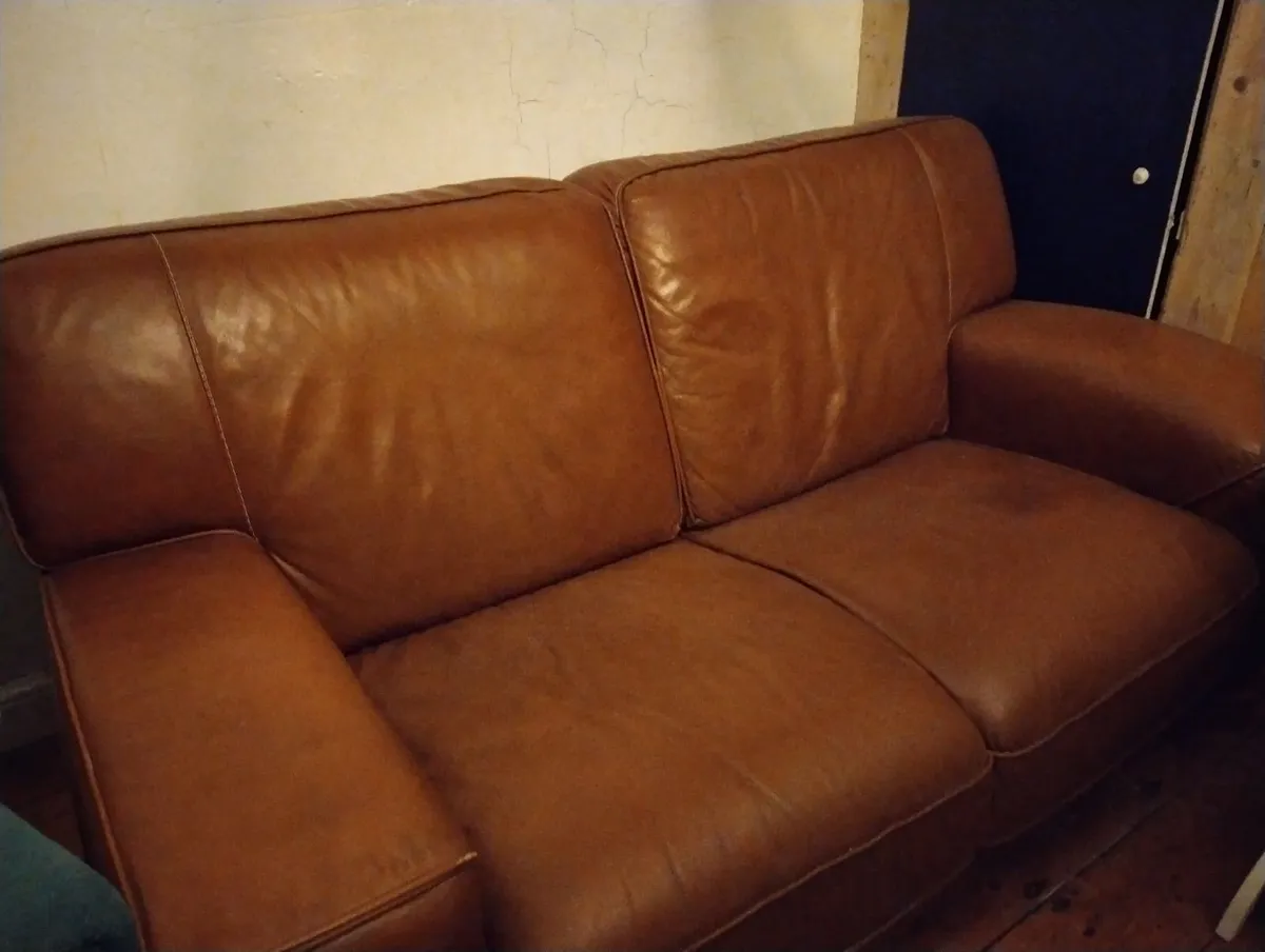 Sofa - vintage brown leather 2 seater - Image 2
