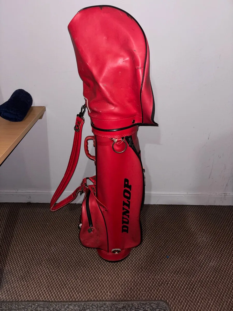 Vintage Dunlop Golf Bag (Red/Black) + Spare Clubs - Image 1