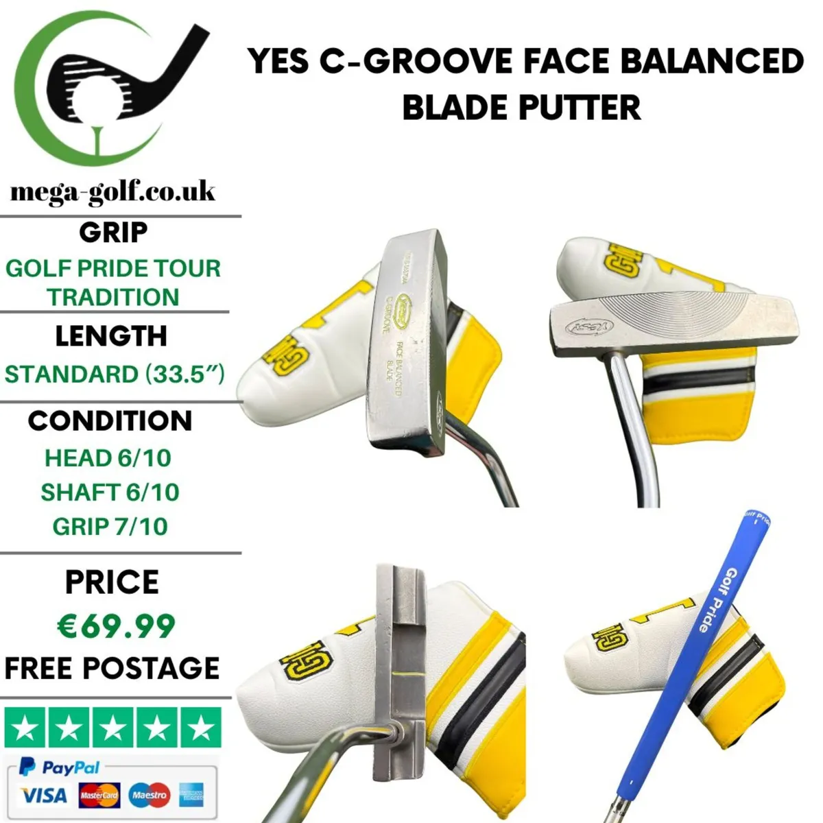 YES C-Groove Face Balanced Blade Putter / 33.5" - Image 1