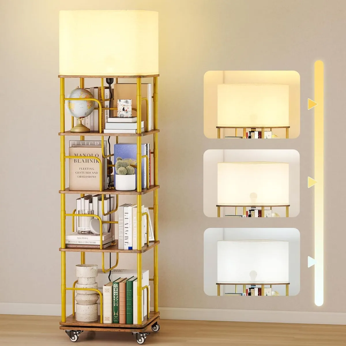 Rotating Bookshelf Square with LED Light 360degree - Image 1
