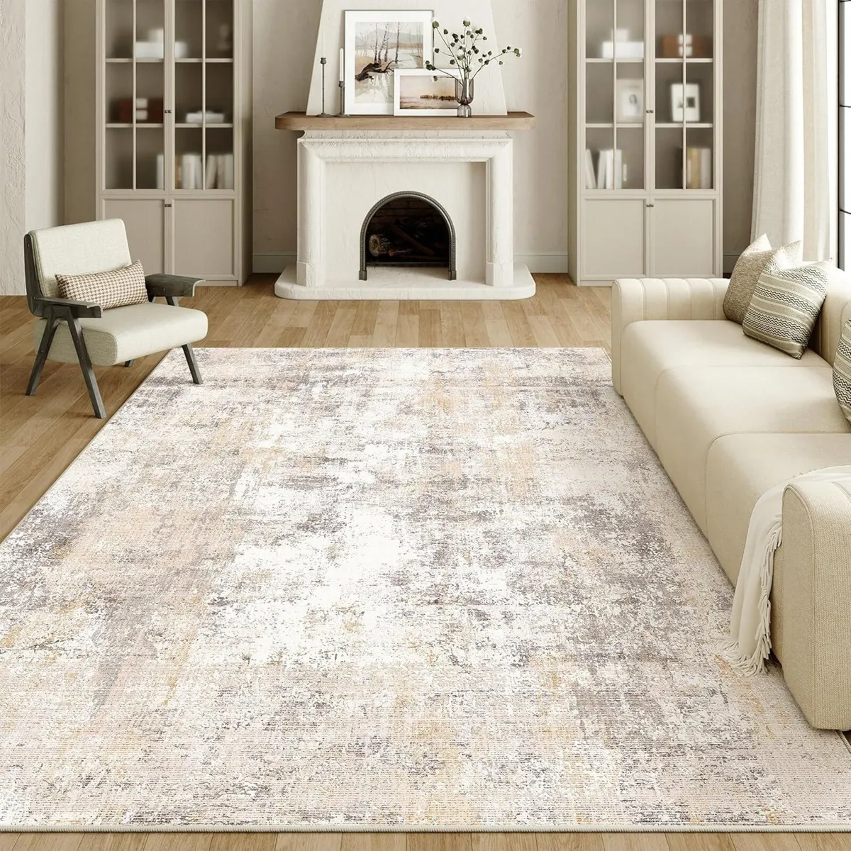 Washable Rugs Living Room Rug 200x300cm Beige - Image 1