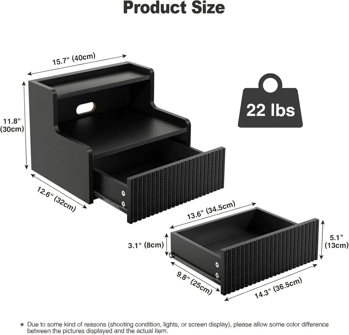 Floating Bedside Table Set of 2 Wooden Wall Mount - Image 2
