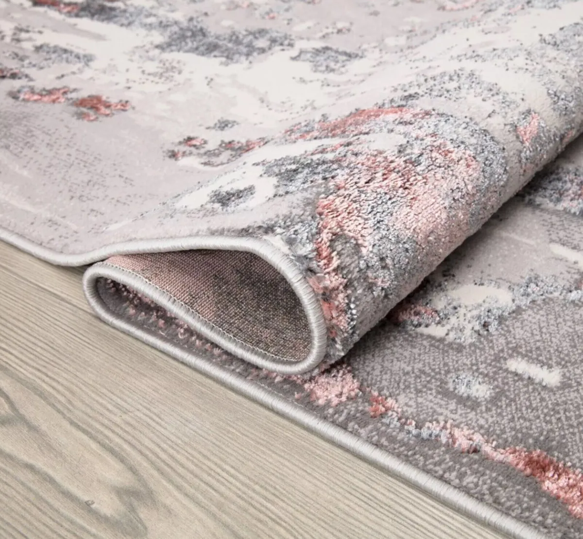 New Modern High Quality Abstract Pink Grey Rug - Image 3