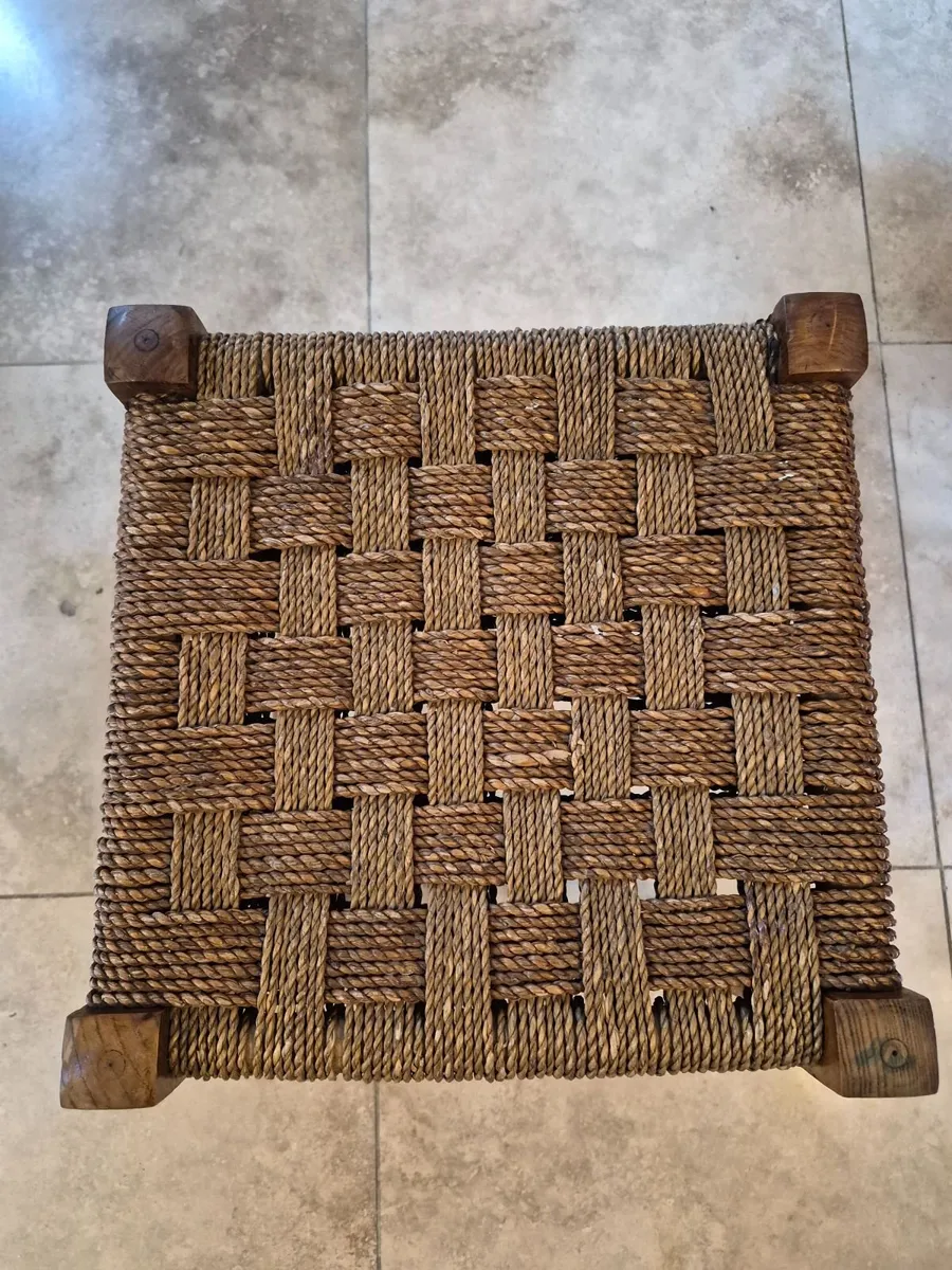 Four legged woven top stool - Image 3