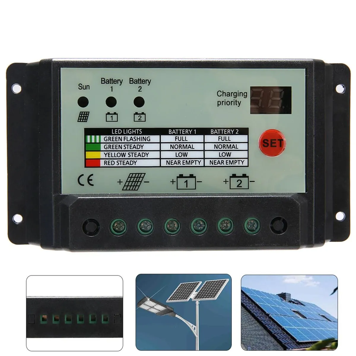 12V/24V 20A Dual Battery Solar Charge Controller - Image 3