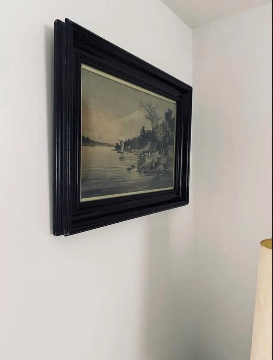 Framed Vintage Painting on Silk - Image 2