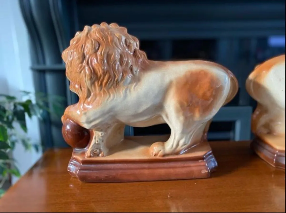 Antique Pottery Lions - Image 4
