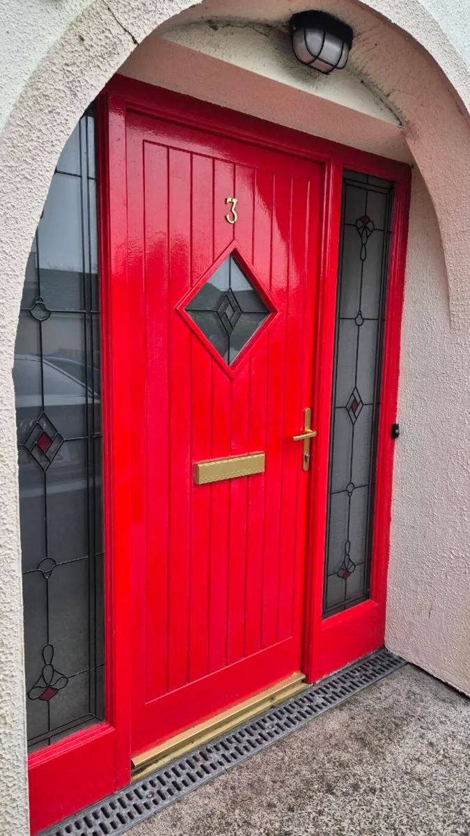 FRONT DOOR WITH SIDE GLASS AND OUTDOOR LIGHTS - Image 1
