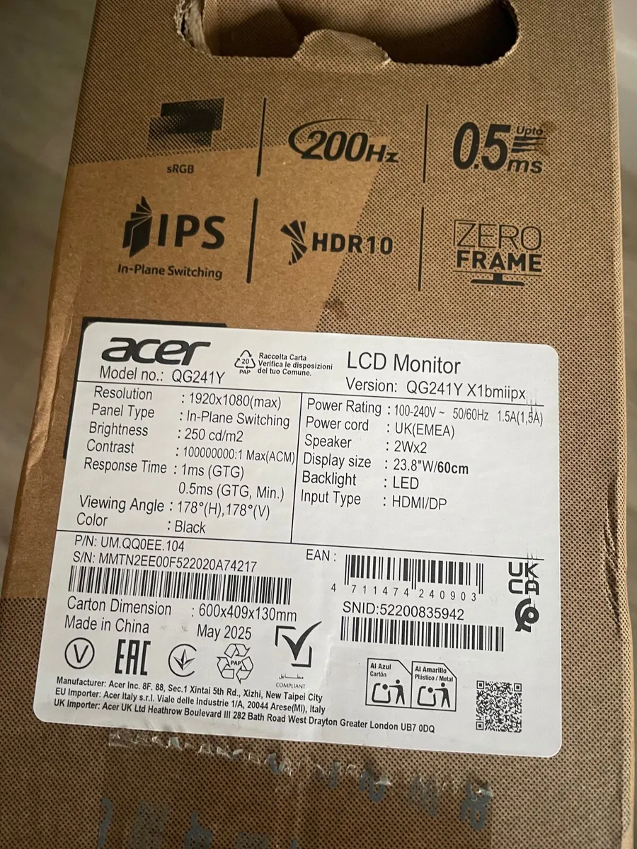 Acer Nitro QG241YX1 - 23.8in FHD - 200Hz Minitor - Image 2
