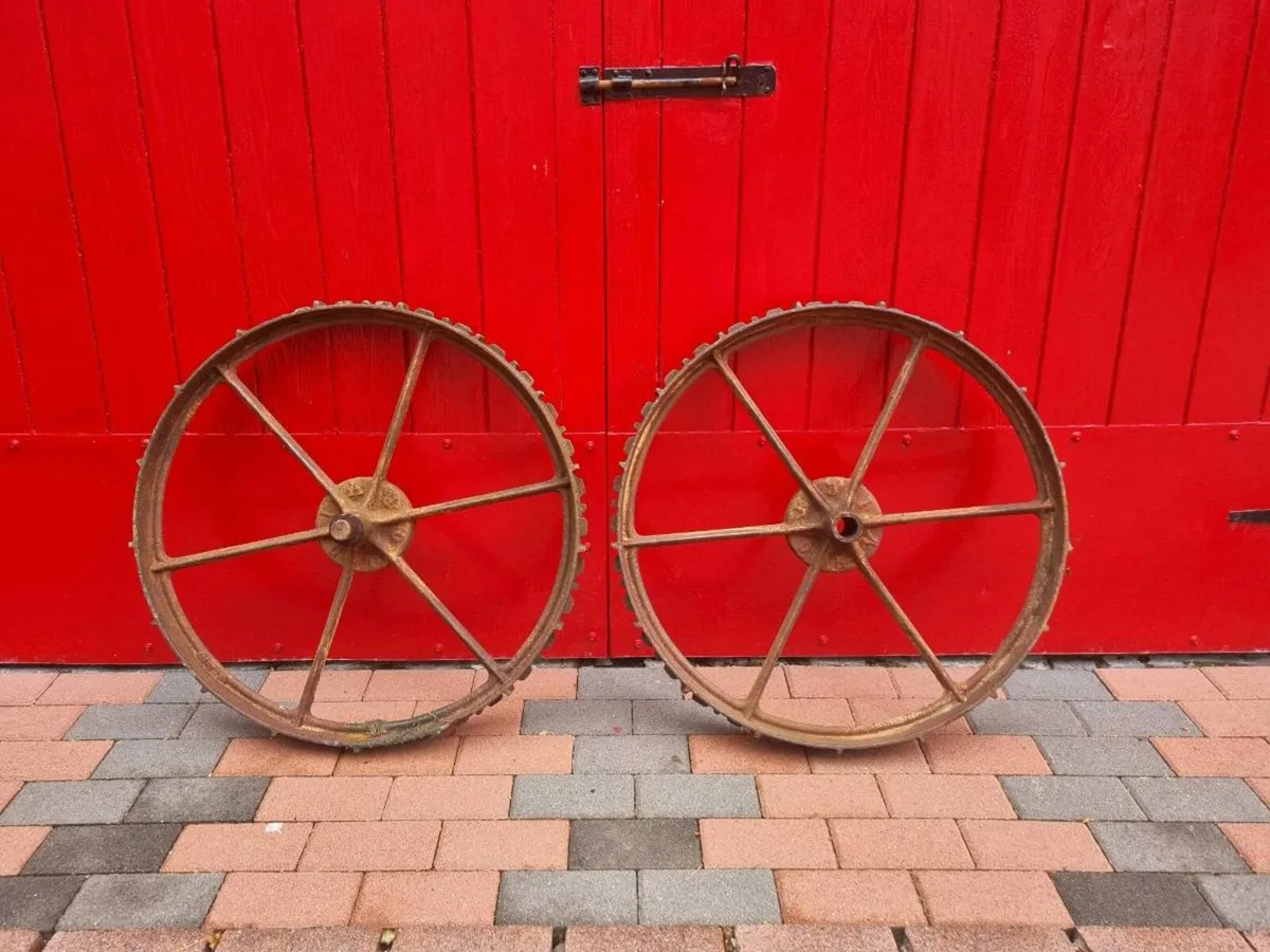 Pair of Old Cast Iron Wheels - Image 2