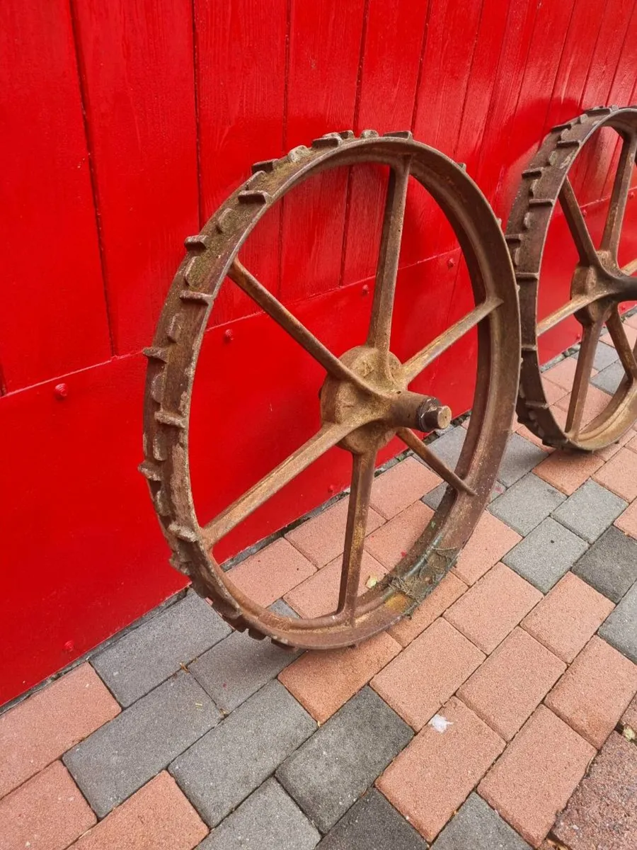 Pair of Old Cast Iron Wheels - Image 3