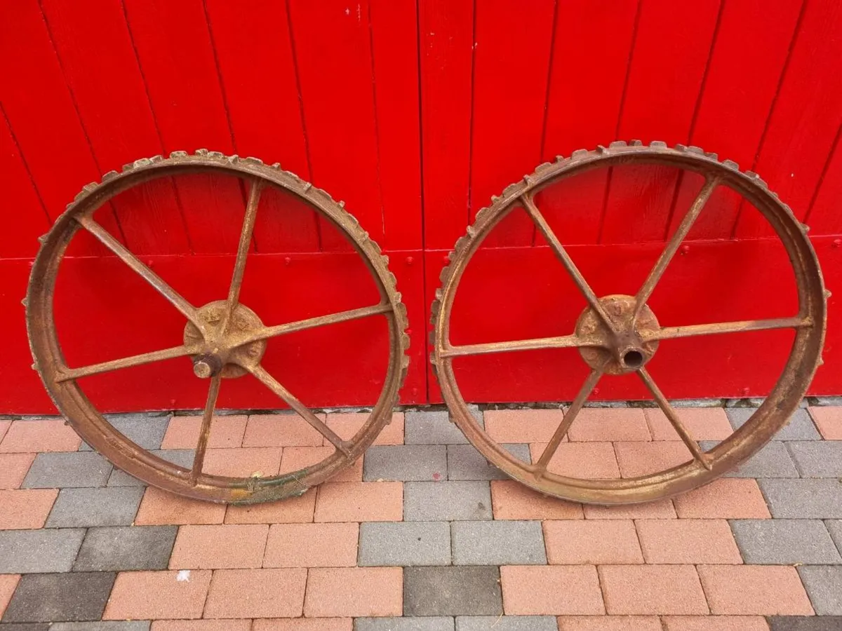 Pair of Old Cast Iron Wheels - Image 4