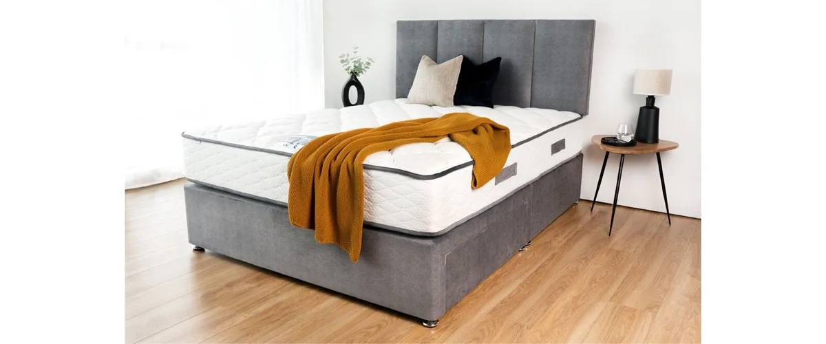 4ft 6 Double Bed (Divan, Mattress + Headboard) - Image 3