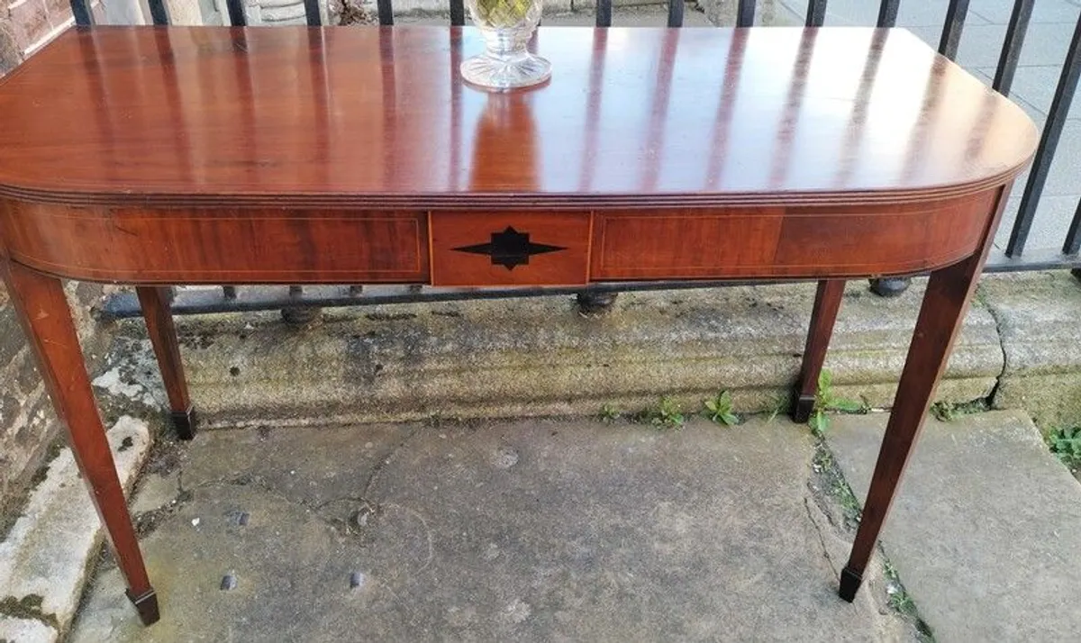 Antique Sheraton inlaid mahogany Console Table - Image 4