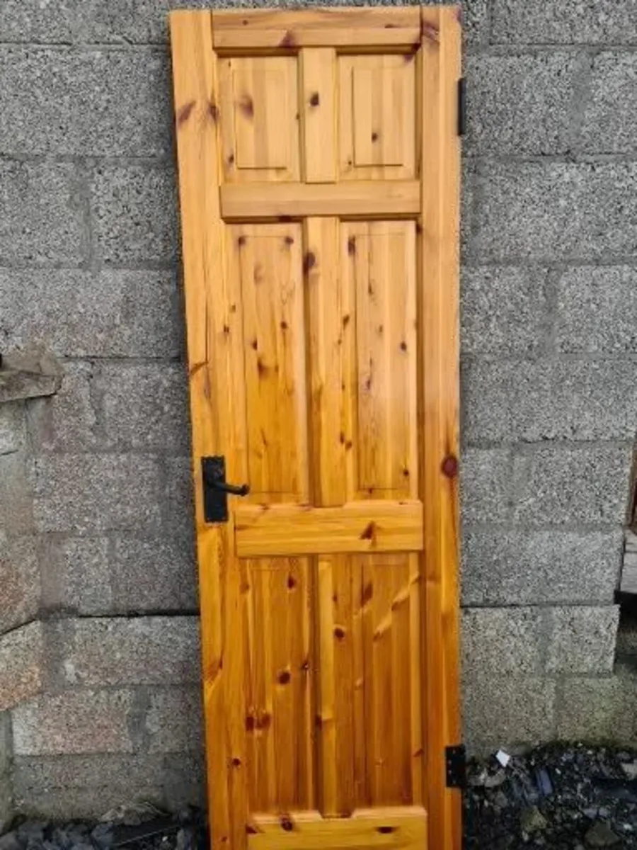 2 x Solid Pine doors with black handles