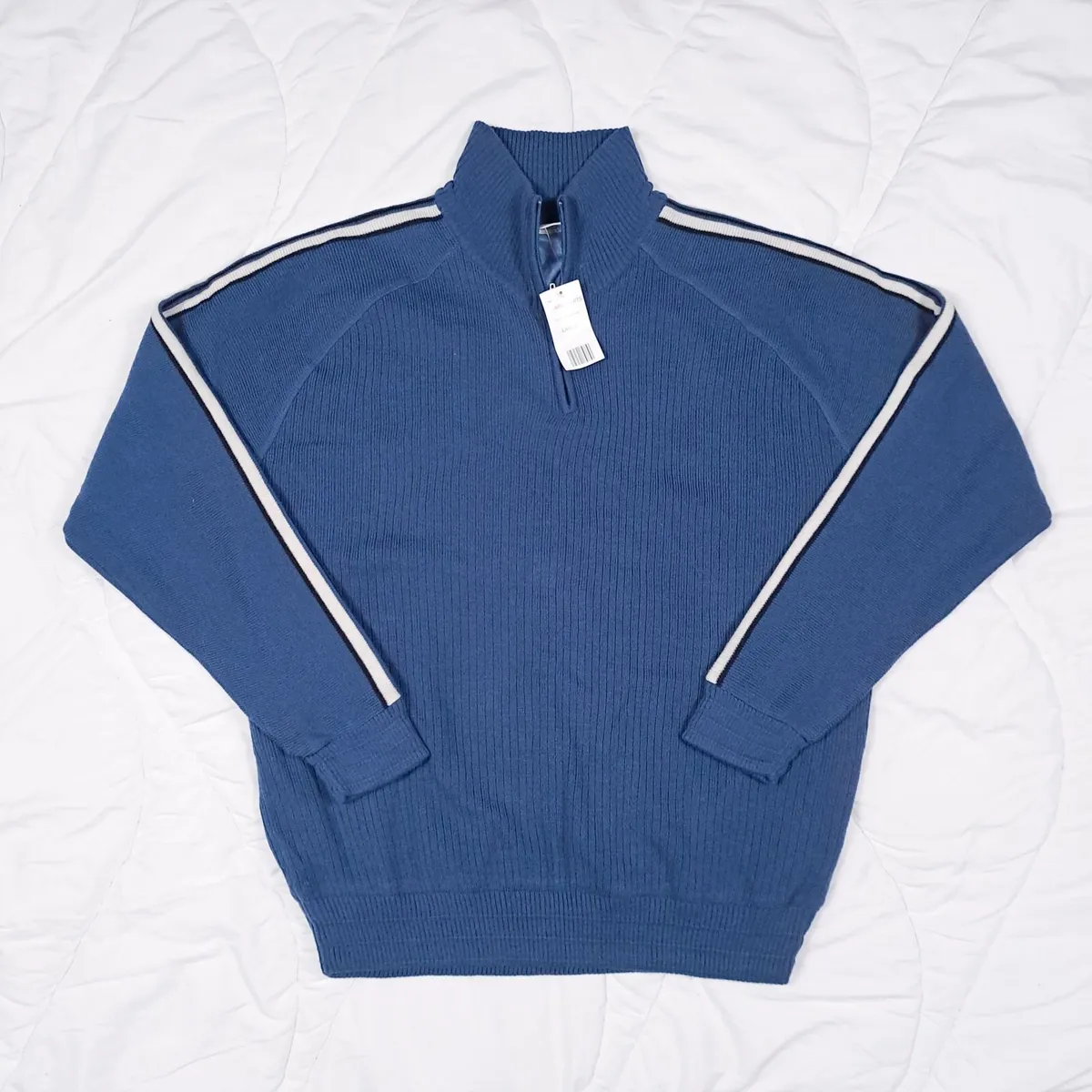 Crane Sports Blue Ribbed Pullover Golf Sweater L - Image 1