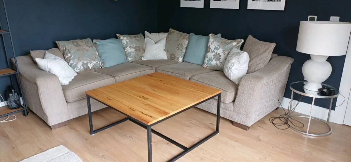 Large L shaped couch / sofa with matching footrest - Image 3