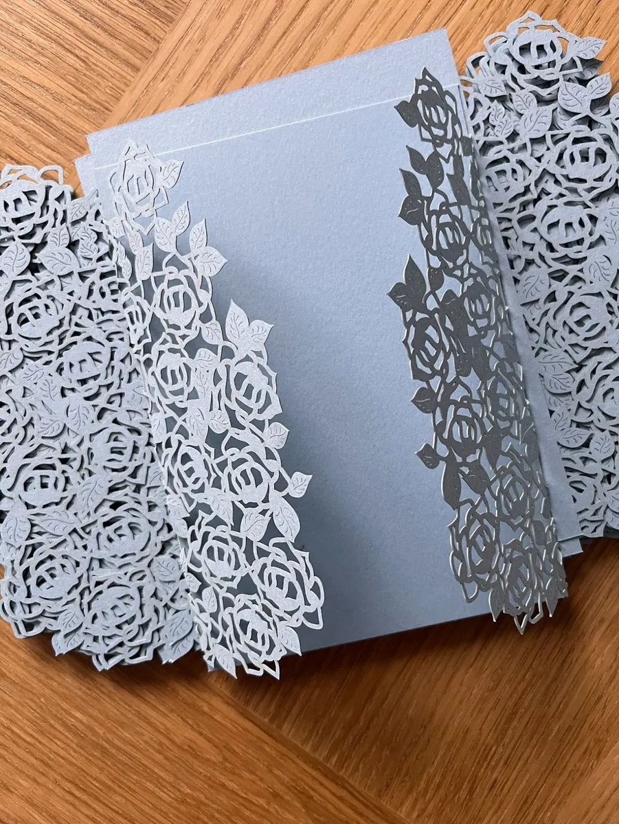 Wedding Cards Laser Cut  Pastel blue - Image 3