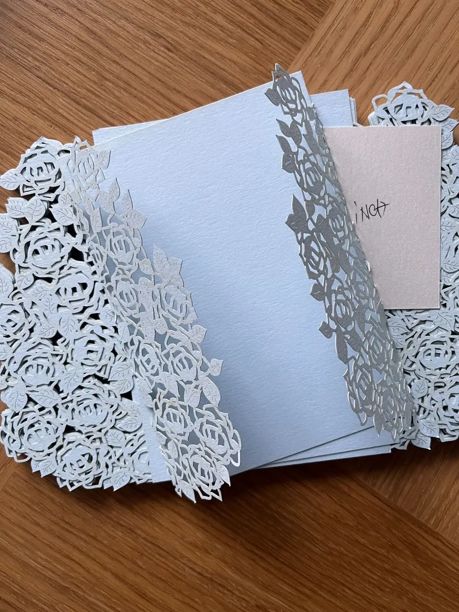 Wedding Cards Laser Cut  Pastel blue - Image 4