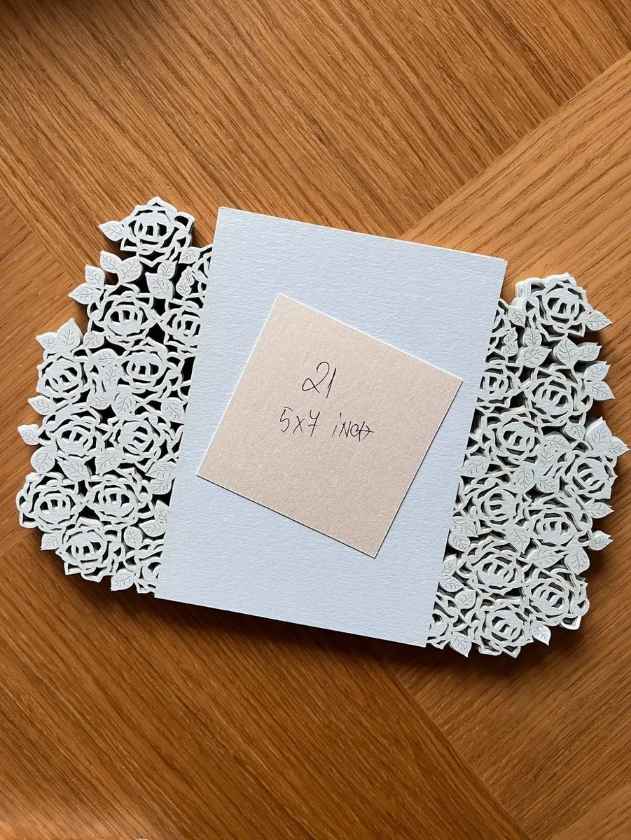 Wedding Cards Laser Cut  Pastel blue - Image 1