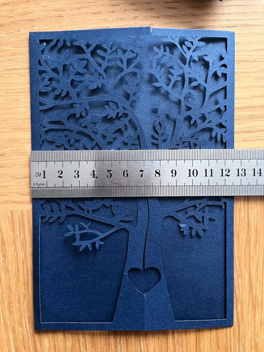 150 Laser cut shimmer navy wedding cards - Image 3