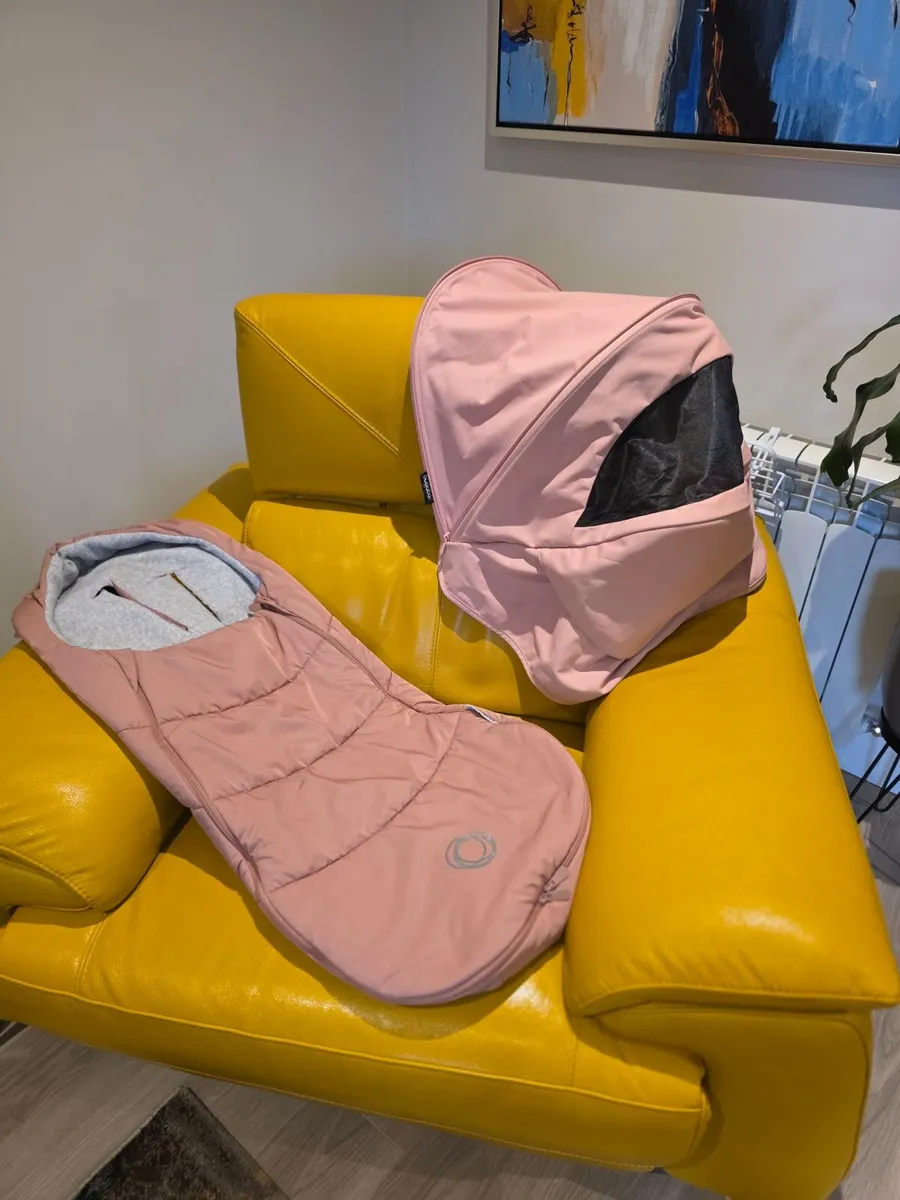 Bugaboo Pink Footmuff and Sun canopy - Image 1