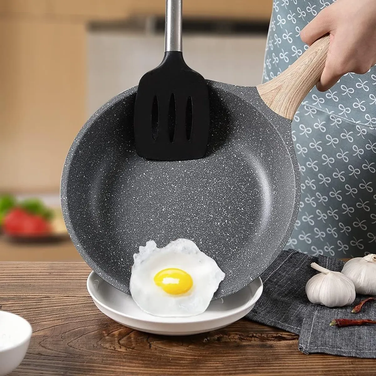 Non Stick Frying Pan 3 Sets Stone Pans Cookware - Image 2