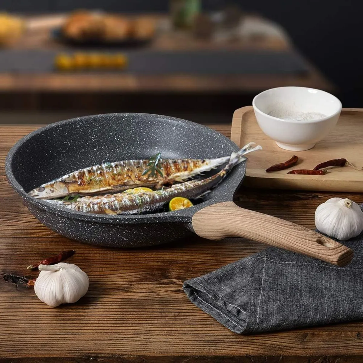 Non Stick Frying Pan 3 Sets Stone Pans Cookware - Image 3