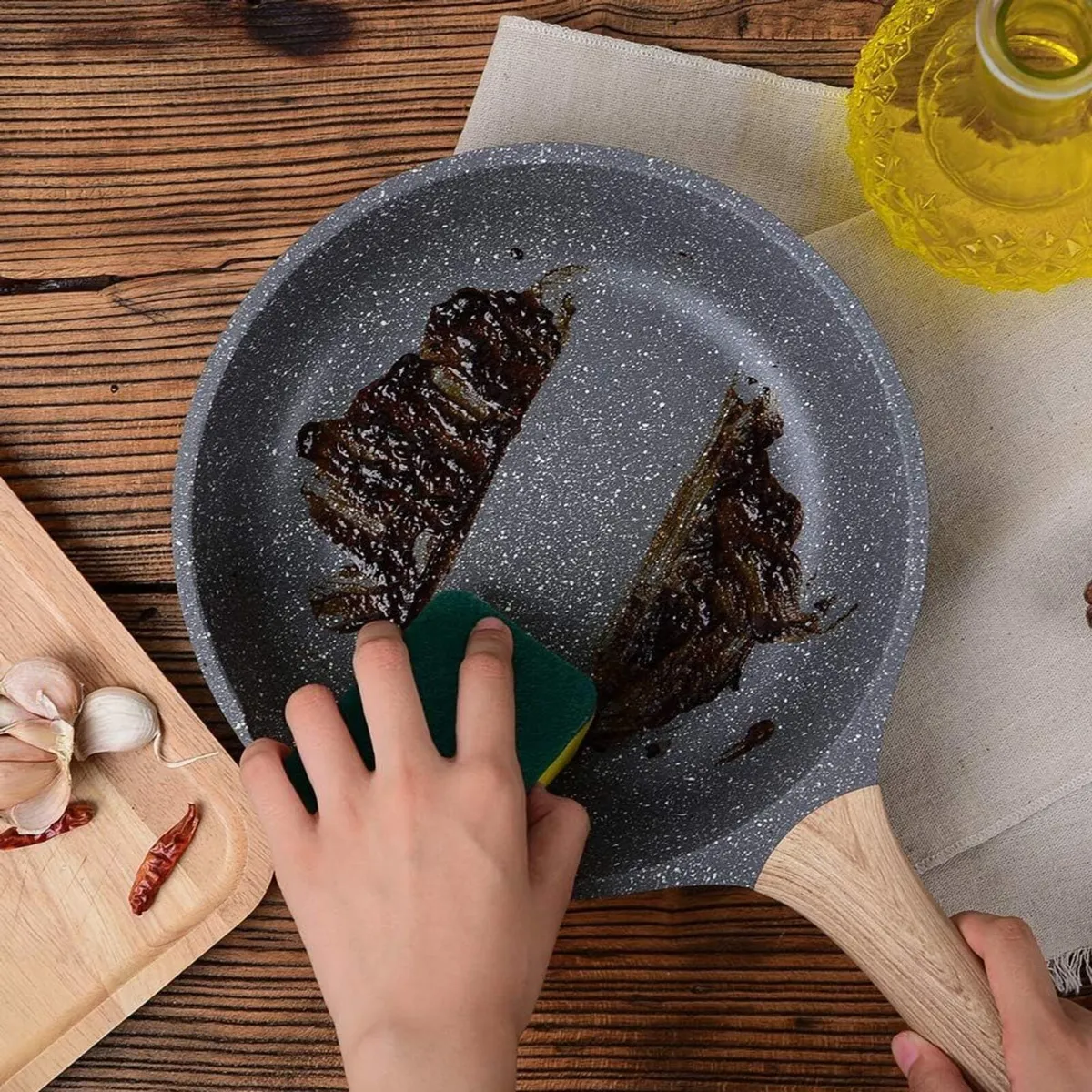 Non Stick Frying Pan 3 Sets Stone Pans Cookware - Image 4