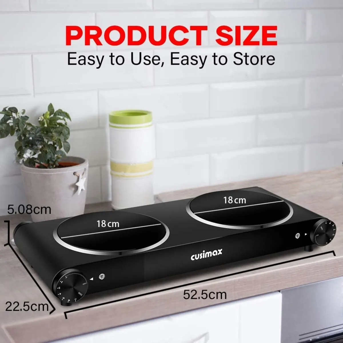 Double Hot Plate 2400W Electric Hob Ceramic - Image 3
