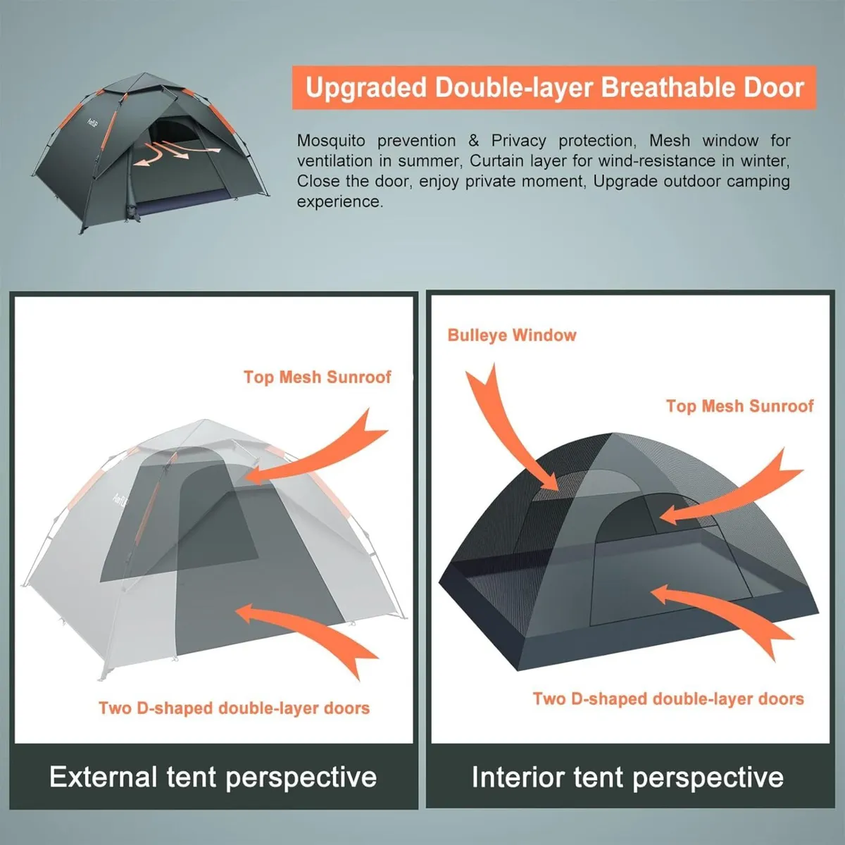 Camping Tent Automatic 3 Man Person Instant Pop - Image 4