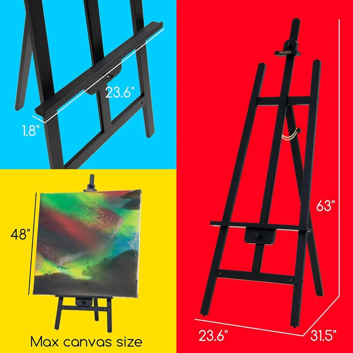 Black Easel for Painting: A Frame Wood Adults - Image 3