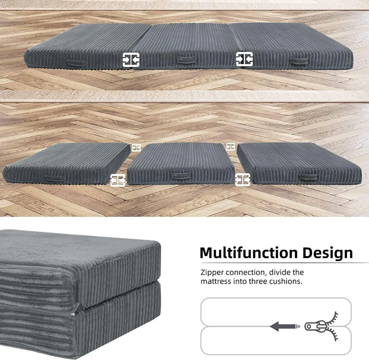 Tri Folding Floor Mattress 190x75cm 10cm Thick - Image 2