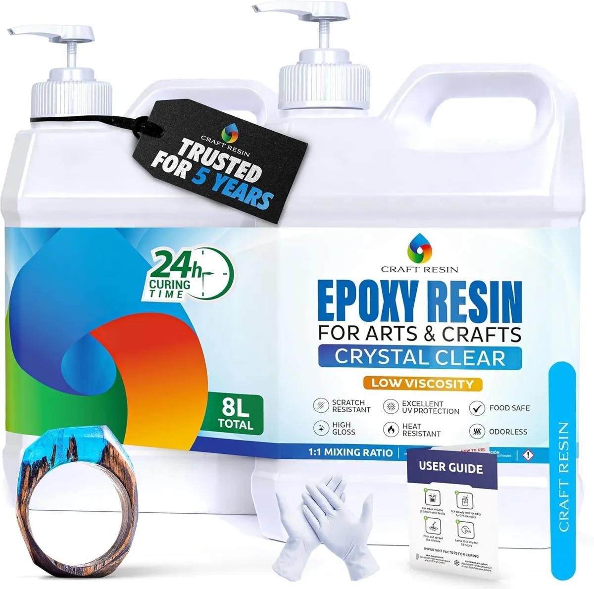 8L Crystal Clear Epoxy Resin Kit - Food Safe UV - Image 1