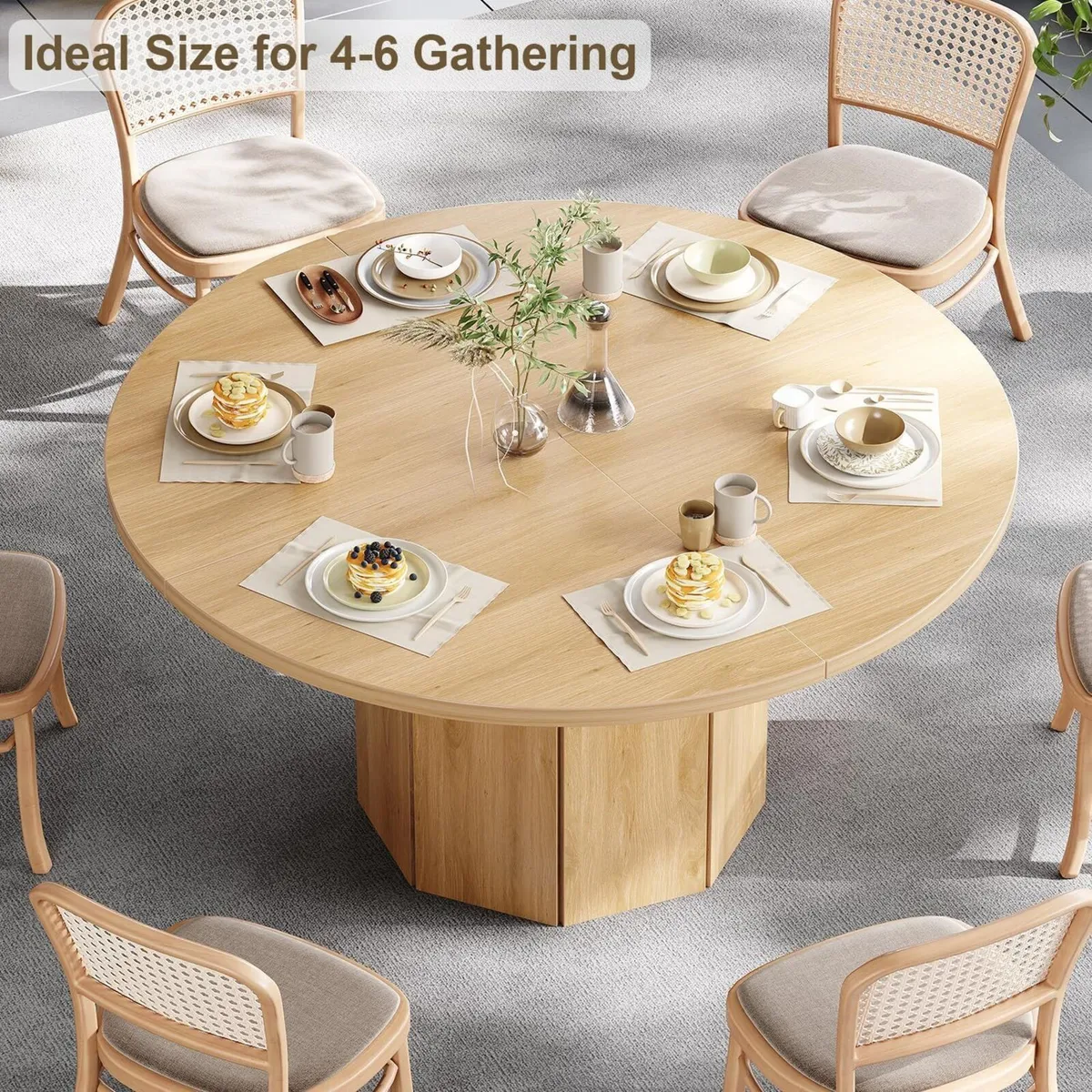 Wooden Round Dining Table for 4 Modern Farmhouse - Image 3