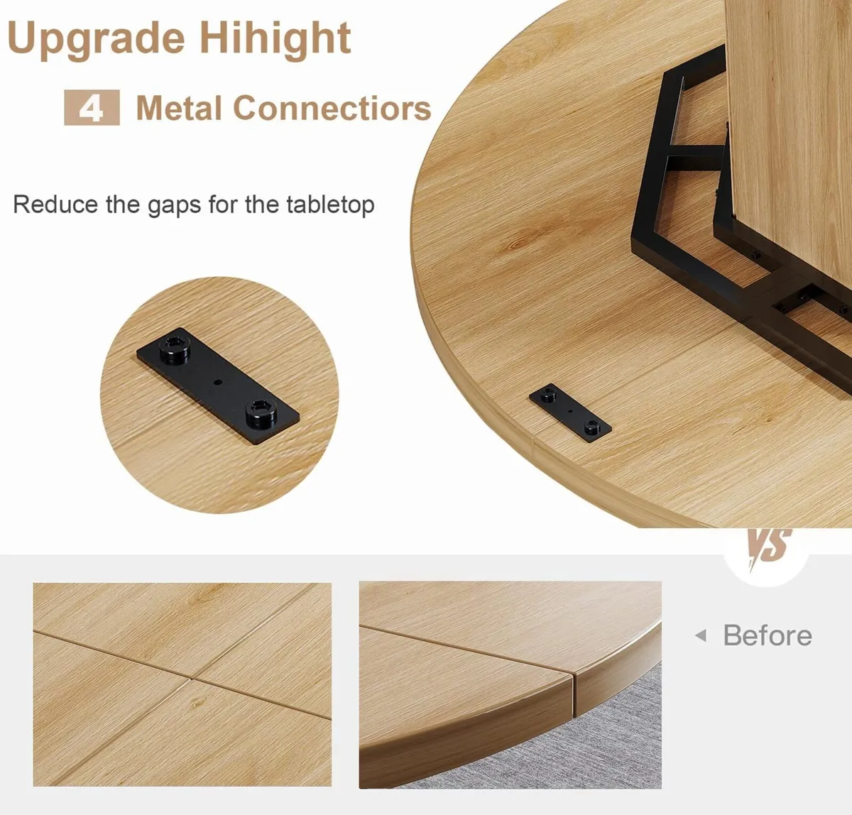 Wooden Round Dining Table for 4 Modern Farmhouse - Image 4