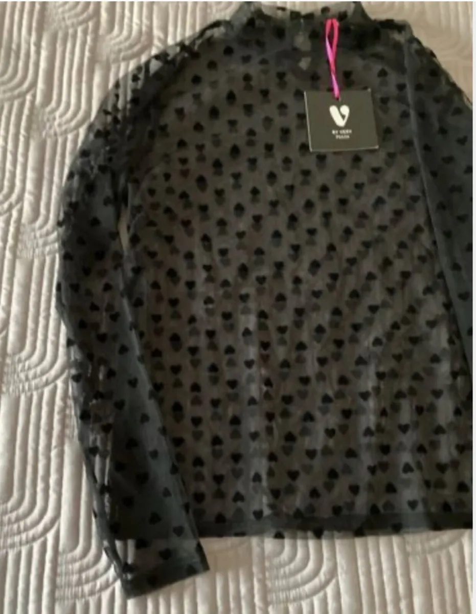 BY VERY Petite Black Chiffon Top Size 10 UK - Image 3