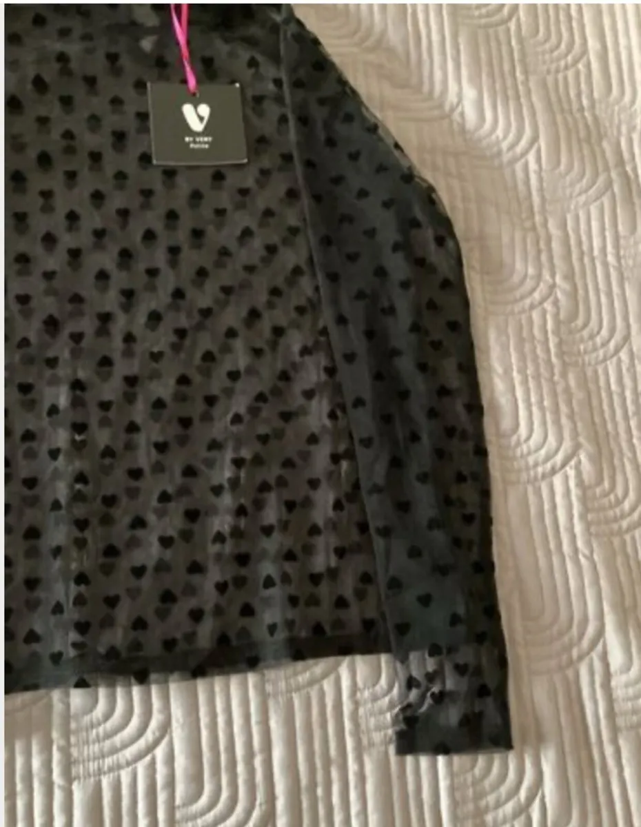 BY VERY Petite Black Chiffon Top Size 10 UK - Image 4