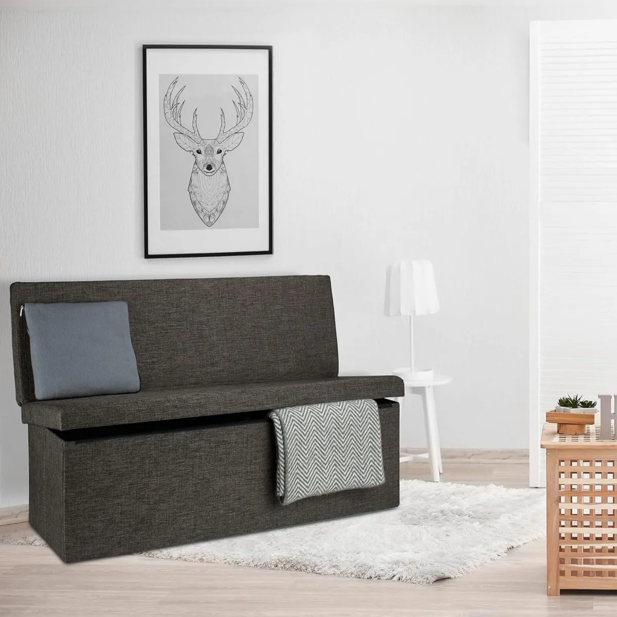 Folding XL Storage Ottoman with Seat Back 73 x - Image 4