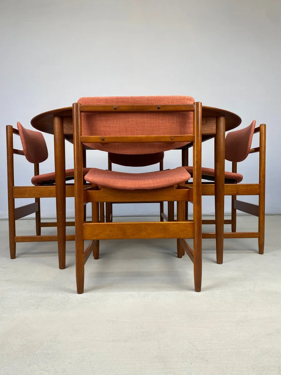 Rare Mid Century Danish Dining Table & Chairs - Image 1