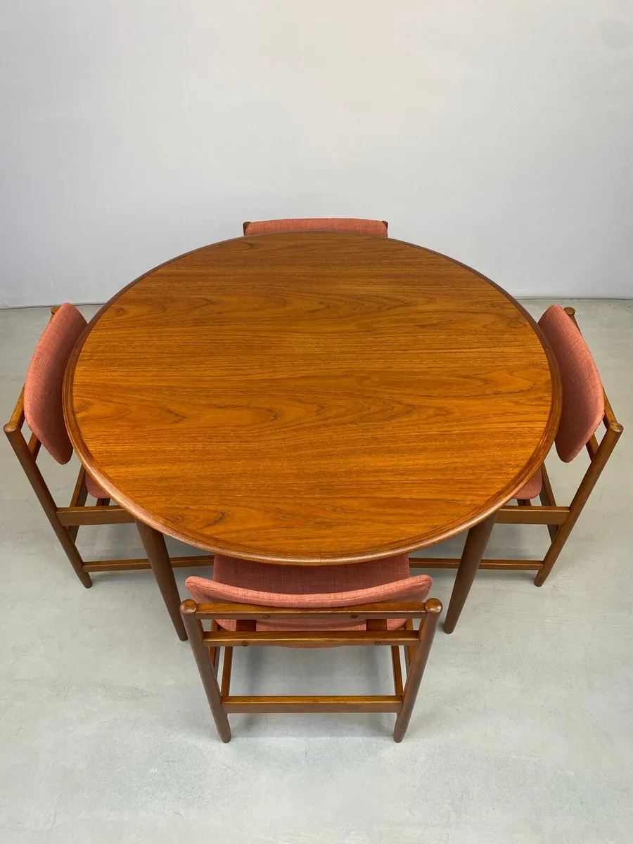 Rare Mid Century Danish Dining Table & Chairs - Image 4
