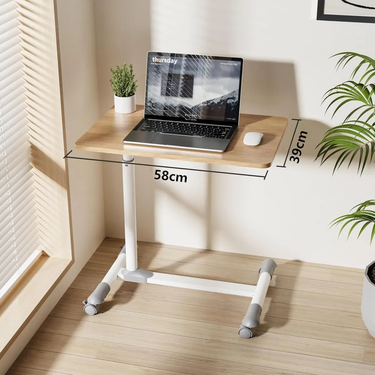 Compact Overbed Table with Wheels Adjustable - Image 2